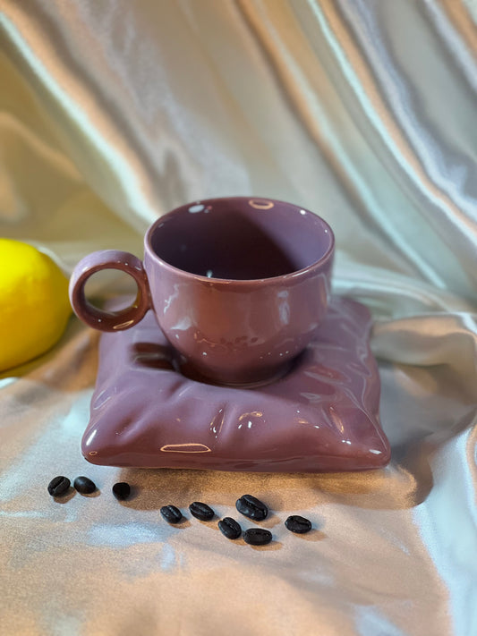 Purple Cushion Cup & Saucer Set - cozykutumbhstore
