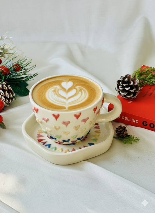 Embossed Hearts Cup and Saucer