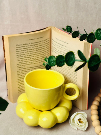 Yellow Bubble Cup & Saucer Set - cozykutumbhstore