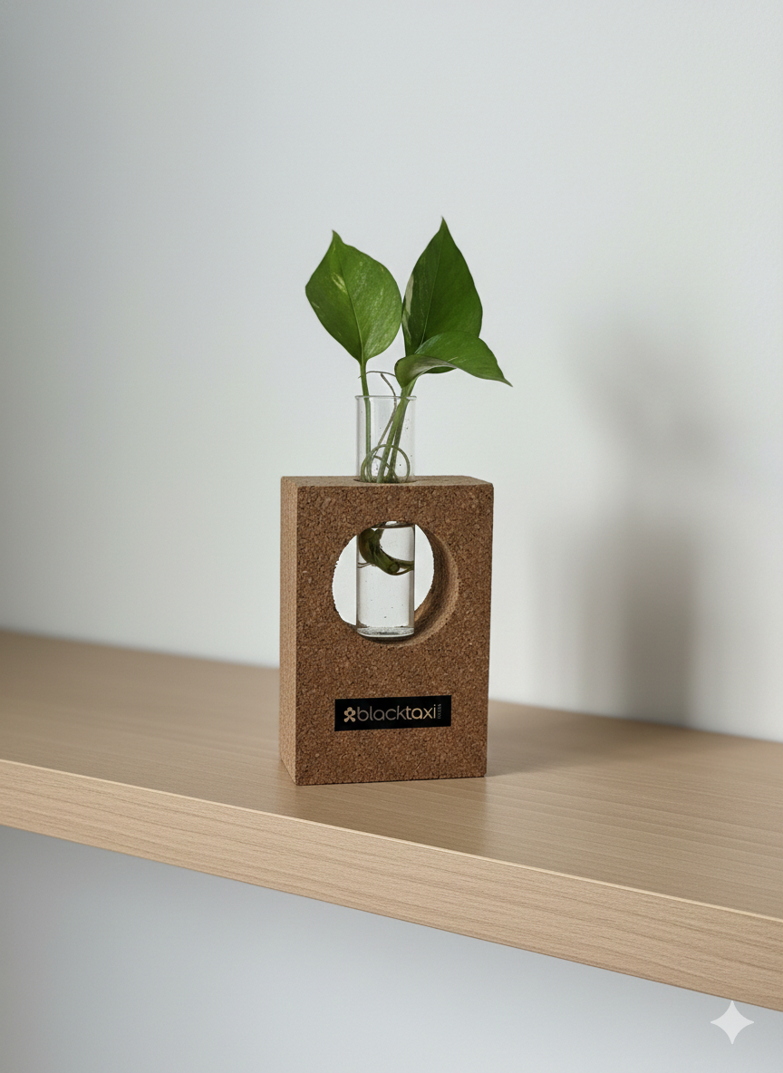 cork tabletop test tube propagation planter with indoor plant cutting rectangle shaped