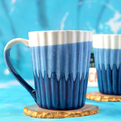 Ocean Blue Ribbed Coffee Mug - cozykutumbhstore